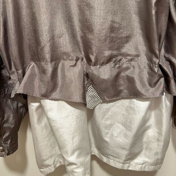 Vintage silky pewter Gray and White Women's Jacket 2X windbreaker - Picture 6 of 8